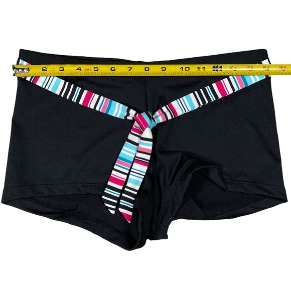 Sonoma Life + Style size 10 black swim shorts bottoms with striped waist tie - Picture 5 of 8
